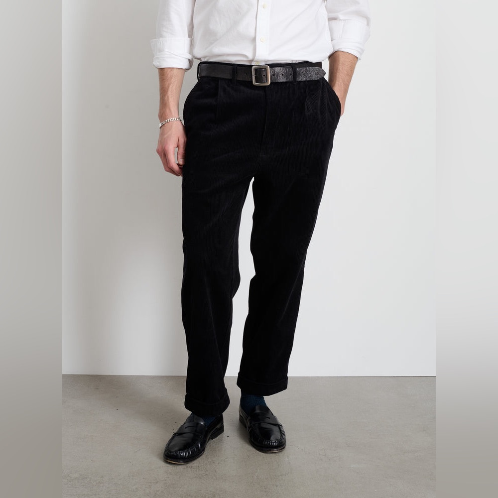 Alex Mill Standard Pleated Corduroy Pants Black Waist 28